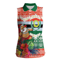 Personalised Penama Joyeux Noel Women Sleeveless Polo Shirt Proud To Be a Ni-Van Sand Drawing Art LT9 Female Red - Polynesian Pride