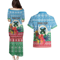 Personalised Sanma Joyeux Noel Couples Matching Puletasi and Hawaiian Shirt Proud To Be a Ni-Van Sand Drawing Art LT9 - Polynesian Pride