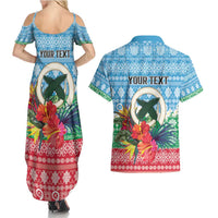 Personalised Sanma Joyeux Noel Couples Matching Summer Maxi Dress and Hawaiian Shirt Proud To Be a Ni-Van Sand Drawing Art LT9 - Polynesian Pride