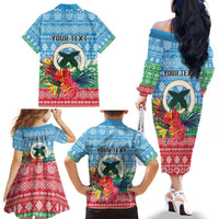 Personalised Sanma Joyeux Noel Family Matching Off The Shoulder Long Sleeve Dress and Hawaiian Shirt Proud To Be a Ni-Van Sand Drawing Art LT9 - Polynesian Pride