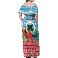 Personalised Sanma Joyeux Noel Family Matching Off Shoulder Maxi Dress and Hawaiian Shirt Proud To Be a Ni-Van Sand Drawing Art LT9 - Polynesian Pride