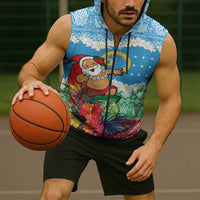Personalised Sanma Joyeux Noel Sleeveless Zip Hoodie Proud To Be a Ni-Van Sand Drawing Art LT9 - Polynesian Pride