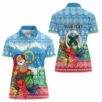 Personalised Sanma Joyeux Noel Women Polo Shirt Proud To Be a Ni-Van Sand Drawing Art - Polynesian Pride