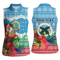 Personalised Sanma Joyeux Noel Women Sleeveless Polo Shirt Proud To Be a Ni-Van Sand Drawing Art LT9 - Polynesian Pride