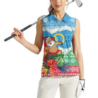 Personalised Sanma Joyeux Noel Women Sleeveless Polo Shirt Proud To Be a Ni-Van Sand Drawing Art LT9 - Polynesian Pride