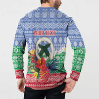 Personalised Shefa Joyeux Noel Button Sweatshirt Proud To Be a Ni-Van Sand Drawing Art - Polynesian Pride