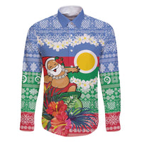 Personalised Shefa Joyeux Noel Family Matching Mermaid Dress and Hawaiian Shirt Proud To Be a Ni-Van Sand Drawing Art LT9 Dad's Shirt - Long Sleeve Blue - Polynesian Pride