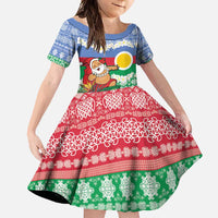 Personalised Shefa Joyeux Noel Family Matching Off Shoulder Maxi Dress and Hawaiian Shirt Proud To Be a Ni-Van Sand Drawing Art LT9 Daughter's Dress Blue - Polynesian Pride