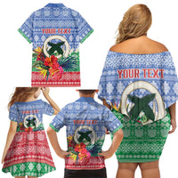 Personalised Shefa Joyeux Noel Family Matching Off Shoulder Short Dress and Hawaiian Shirt Proud To Be a Ni-Van Sand Drawing Art LT9 - Polynesian Pride