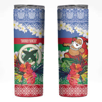 Personalised Shefa Joyeux Noel Skinny Tumbler Proud To Be a Ni-Van Sand Drawing Art LT9 Blue - Polynesian Pride