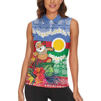 Personalised Shefa Joyeux Noel Women Sleeveless Polo Shirt Proud To Be a Ni-Van Sand Drawing Art LT9 - Polynesian Pride