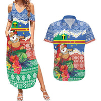 Personalised Tafea Joyeux Noel Couples Matching Summer Maxi Dress and Hawaiian Shirt Proud To Be a Ni-Van Sand Drawing Art LT9 Blue - Polynesian Pride