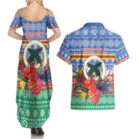Personalised Tafea Joyeux Noel Couples Matching Summer Maxi Dress and Hawaiian Shirt Proud To Be a Ni-Van Sand Drawing Art LT9 - Polynesian Pride