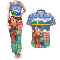 Personalised Tafea Joyeux Noel Couples Matching Tank Maxi Dress and Hawaiian Shirt Proud To Be a Ni-Van Sand Drawing Art LT9 Blue - Polynesian Pride