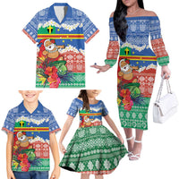 Personalised Tafea Joyeux Noel Family Matching Off The Shoulder Long Sleeve Dress and Hawaiian Shirt Proud To Be a Ni-Van Sand Drawing Art LT9 - Polynesian Pride