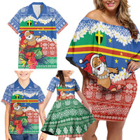 Personalised Tafea Joyeux Noel Family Matching Off Shoulder Short Dress and Hawaiian Shirt Proud To Be a Ni-Van Sand Drawing Art LT9 - Polynesian Pride