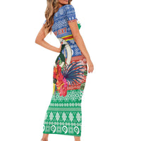 Personalised Tafea Joyeux Noel Short Sleeve Bodycon Dress Proud To Be a Ni-Van Sand Drawing Art LT9 - Polynesian Pride