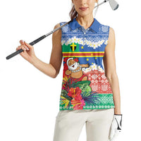 Personalised Tafea Joyeux Noel Women Sleeveless Polo Shirt Proud To Be a Ni-Van Sand Drawing Art LT9 - Polynesian Pride