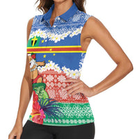 Personalised Tafea Joyeux Noel Women Sleeveless Polo Shirt Proud To Be a Ni-Van Sand Drawing Art LT9 - Polynesian Pride
