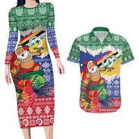 Personalised Torba Joyeux Noel Couples Matching Long Sleeve Bodycon Dress and Hawaiian Shirt Proud To Be a Ni-Van Sand Drawing Art LT9 Green - Polynesian Pride