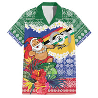Personalised Torba Joyeux Noel Family Matching Off Shoulder Maxi Dress and Hawaiian Shirt Proud To Be a Ni-Van Sand Drawing Art LT9 Dad's Shirt - Short Sleeve Green - Polynesian Pride
