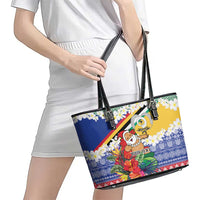 Personalised Torba Joyeux Noel Leather Tote Bag Proud To Be a Ni-Van Sand Drawing Art - Polynesian Pride