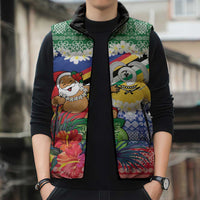 Personalised Torba Joyeux Noel Sleeveless Puffer Jacket Proud To Be a Ni-Van Sand Drawing Art - Polynesian Pride