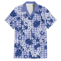Mokihana Maile Ilima Leis Paniolo Palaka Family Matching Off The Shoulder Long Sleeve Dress and Hawaiian Shirt Hawaiian Polu Spirit LT9 Dad's Shirt - Short Sleeve Blue - Polynesian Pride