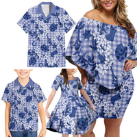 Mokihana Maile Ilima Leis Paniolo Palaka Family Matching Off Shoulder Short Dress and Hawaiian Shirt Hawaiian Polu Spirit LT9 - Polynesian Pride