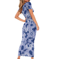 Mokihana Maile Ilima Leis Paniolo Palaka Family Matching Short Sleeve Bodycon Dress and Hawaiian Shirt Hawaiian Polu Spirit LT9 - Polynesian Pride