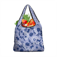 Mokihana Maile Ilima Leis Paniolo Palaka Grocery Bag Hawaiian Polu Spirit LT9 1-pack One Size Blue - Polynesian Pride