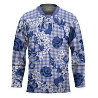 Mokihana Maile Ilima Leis Paniolo Palaka Hockey Jersey Hawaiian Polu Spirit LT9 Unisex Blue - Polynesian Pride