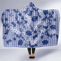 Mokihana Maile Ilima Leis Paniolo Palaka Hooded Blanket Hawaiian Polu Spirit LT9 One Size Blue - Polynesian Pride