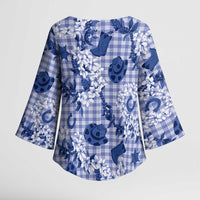 Mokihana Maile Ilima Leis Paniolo Palaka Kimono Sleeve Blouse Hawaiian Polu Spirit LT9 - Polynesian Pride