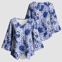 Mokihana Maile Ilima Leis Paniolo Palaka Kimono Sleeve Blouse Hawaiian Polu Spirit LT9 - Polynesian Pride