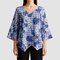 Mokihana Maile Ilima Leis Paniolo Palaka Kimono Sleeve Blouse Hawaiian Polu Spirit LT9 - Polynesian Pride