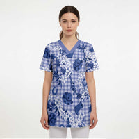 Mokihana Maile Ilima Leis Paniolo Palaka Scrub Top Hawaiian Polu Spirit - Polynesian Pride