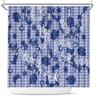 Mokihana Maile Ilima Leis Paniolo Palaka Shower Curtain Hawaiian Polu Spirit LT9 Blue - Polynesian Pride