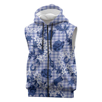 Mokihana Maile Ilima Leis Paniolo Palaka Sleeveless Zip Hoodie Hawaiian Polu Spirit LT9 Blue - Polynesian Pride