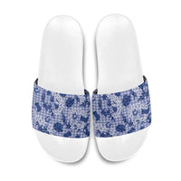Mokihana Maile Ilima Leis Paniolo Palaka Slide Sandals Hawaiian Polu Spirit LT9 Blue - Polynesian Pride