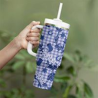 Mokihana Maile Ilima Leis Paniolo Palaka Tumbler With Handle Hawaiian Polu Spirit LT9 - Polynesian Pride