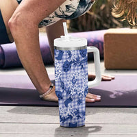 Mokihana Maile Ilima Leis Paniolo Palaka Tumbler With Handle Hawaiian Polu Spirit LT9 - Polynesian Pride