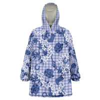 Mokihana Maile Ilima Leis Paniolo Palaka Wearable Blanket Hoodie Hawaiian Polu Spirit LT9 One Size Blue - Polynesian Pride