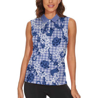 Mokihana Maile Ilima Leis Paniolo Palaka Women Sleeveless Polo Shirt Hawaiian Polu Spirit LT9 - Polynesian Pride