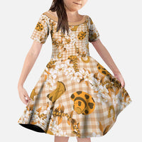 Mokihana Maile Ilima Leis Paniolo Palaka Family Matching Tank Maxi Dress and Hawaiian Shirt Hawaiian Kula Spirit LT9 Daughter's Dress Gold - Polynesian Pride