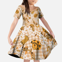 Mokihana Maile Ilima Leis Paniolo Palaka Kid Short Sleeve Dress Hawaiian Kula Spirit LT9 KID Gold - Polynesian Pride