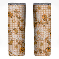 Mokihana Maile Ilima Leis Paniolo Palaka Skinny Tumbler Hawaiian Kula Spirit LT9 Gold - Polynesian Pride