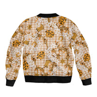 Mokihana Maile Ilima Leis Paniolo Palaka Sleeve Zip Bomber Jacket Hawaiian Kula Spirit - Polynesian Pride