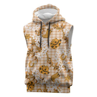 Mokihana Maile Ilima Leis Paniolo Palaka Sleeveless Hoodie Hawaiian Kula Spirit LT9 Gold - Polynesian Pride