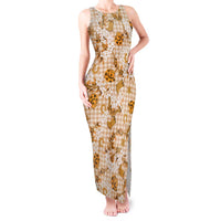 Mokihana Maile Ilima Leis Paniolo Palaka Tank Maxi Dress Hawaiian Kula Spirit LT9 Women Gold - Polynesian Pride